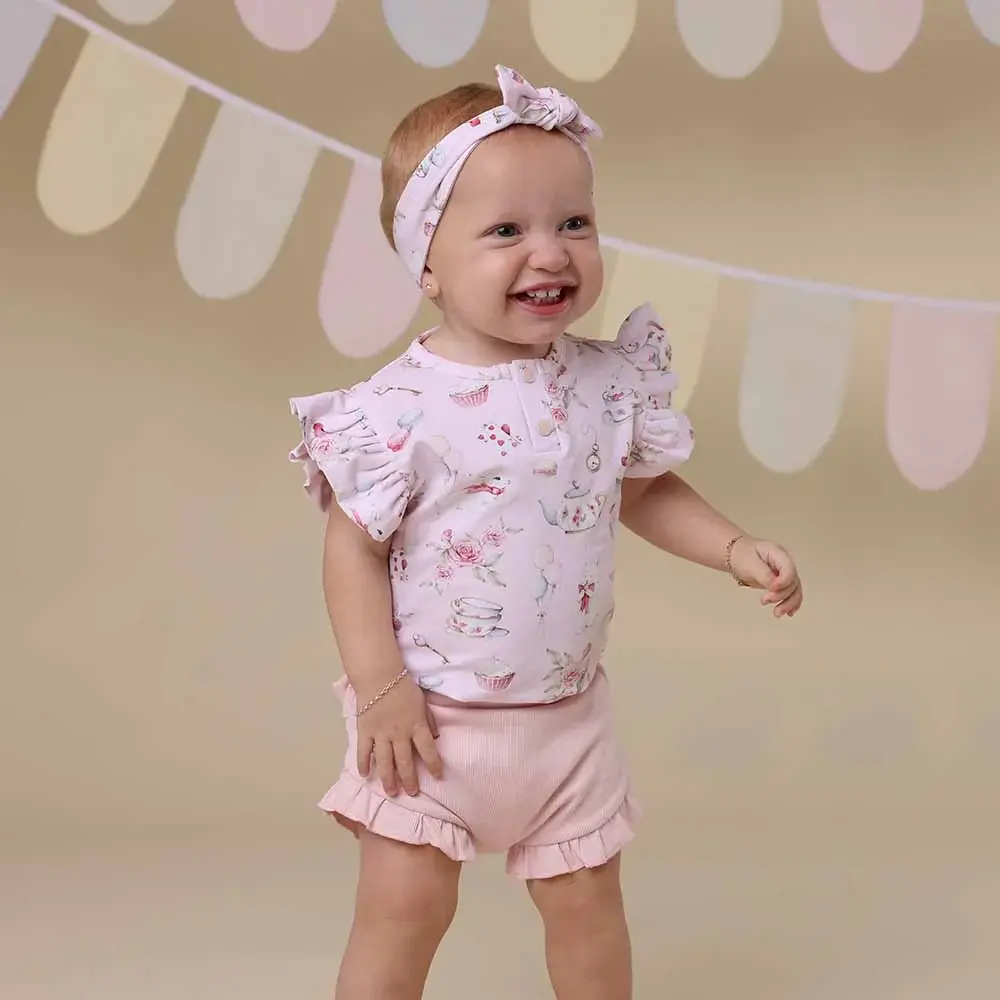 Snuggle Hunny Kids Snuggle Hunny Alice’s Tea Party Short Sleeve Organic Bodysuit