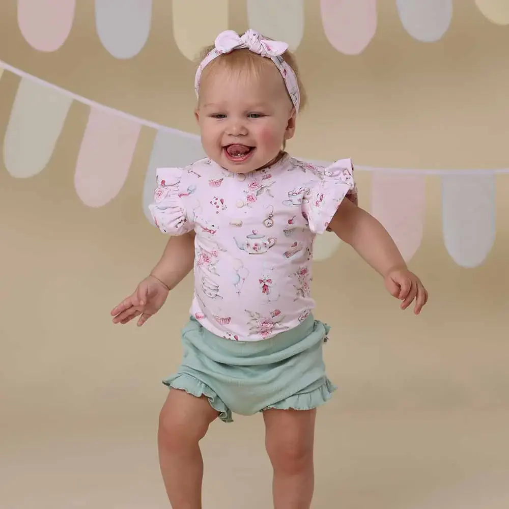 Snuggle Hunny Kids Snuggle Hunny Alice’s Tea Party Short Sleeve Organic Bodysuit