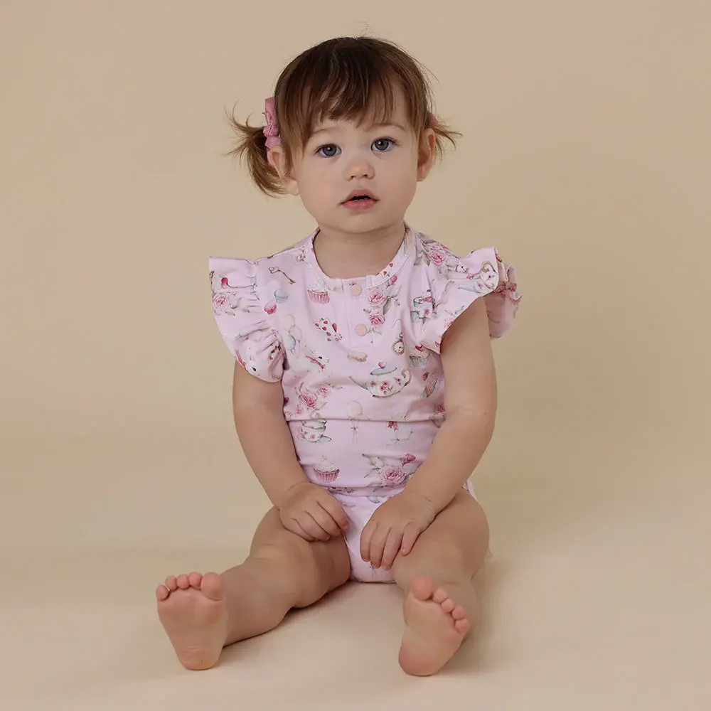 Snuggle Hunny Kids Snuggle Hunny Alice’s Tea Party Short Sleeve Organic Bodysuit