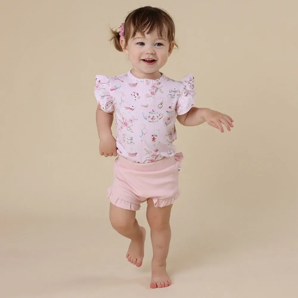 Snuggle Hunny Kids Snuggle Hunny Alice’s Tea Party Short Sleeve Organic Bodysuit