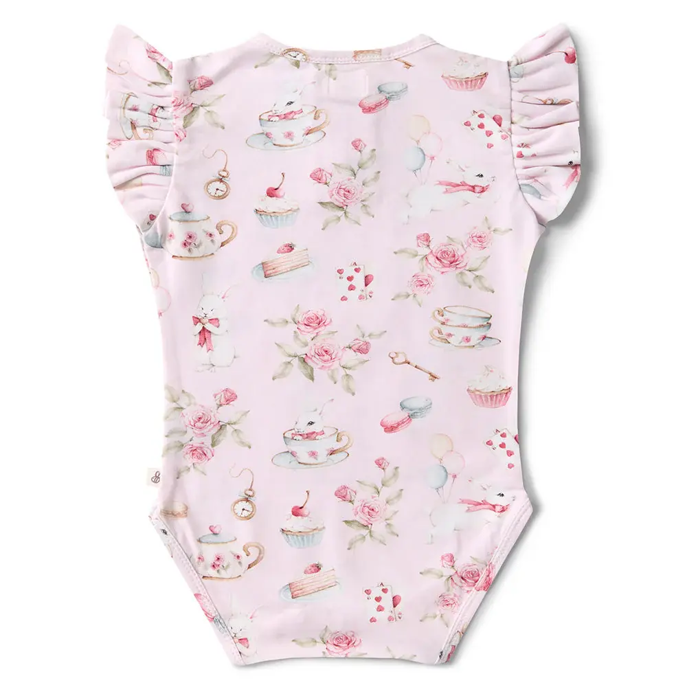 Snuggle Hunny Kids Snuggle Hunny Alice’s Tea Party Short Sleeve Organic Bodysuit