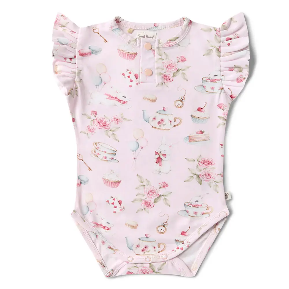 Snuggle Hunny Kids Snuggle Hunny Alice’s Tea Party Short Sleeve Organic Bodysuit