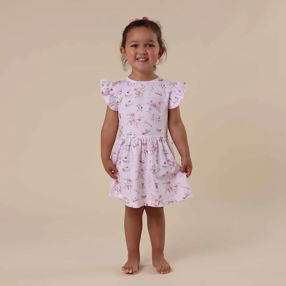 Snuggle Hunny Kids Snuggle Hunny Alice’s Tea Party Short Sleeve Organic Dress