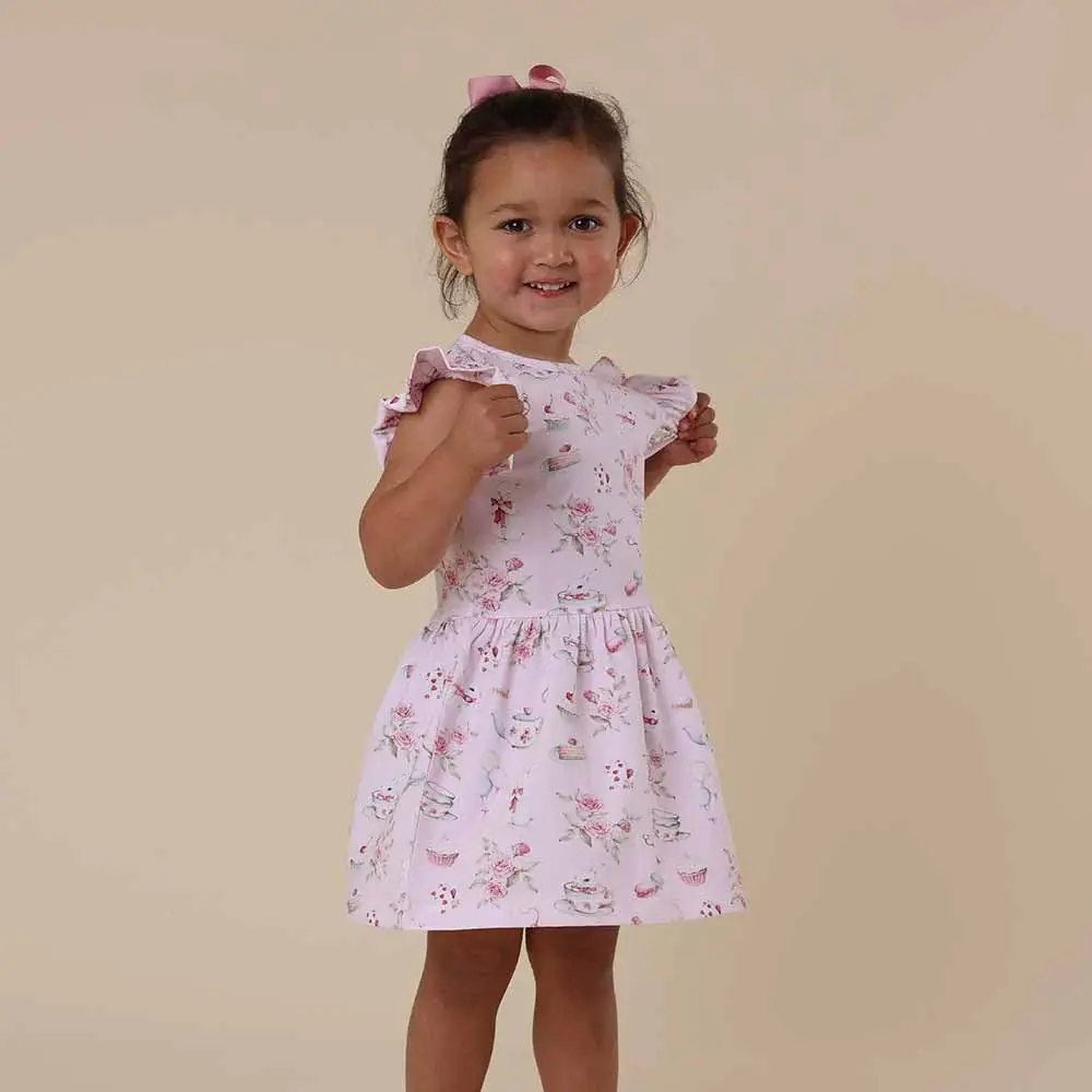 Snuggle Hunny Kids Snuggle Hunny Alice’s Tea Party Short Sleeve Organic Dress