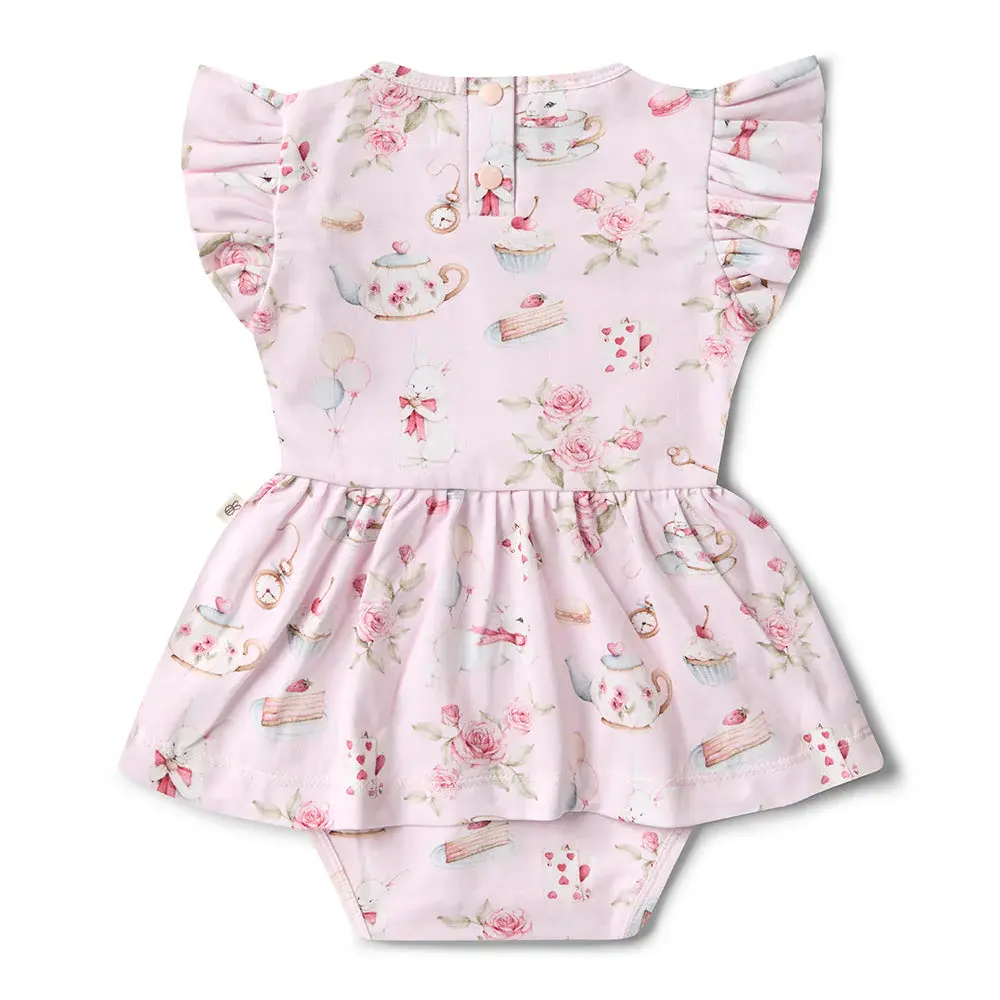 Snuggle Hunny Kids Snuggle Hunny Alice’s Tea Party Short Sleeve Organic Dress
