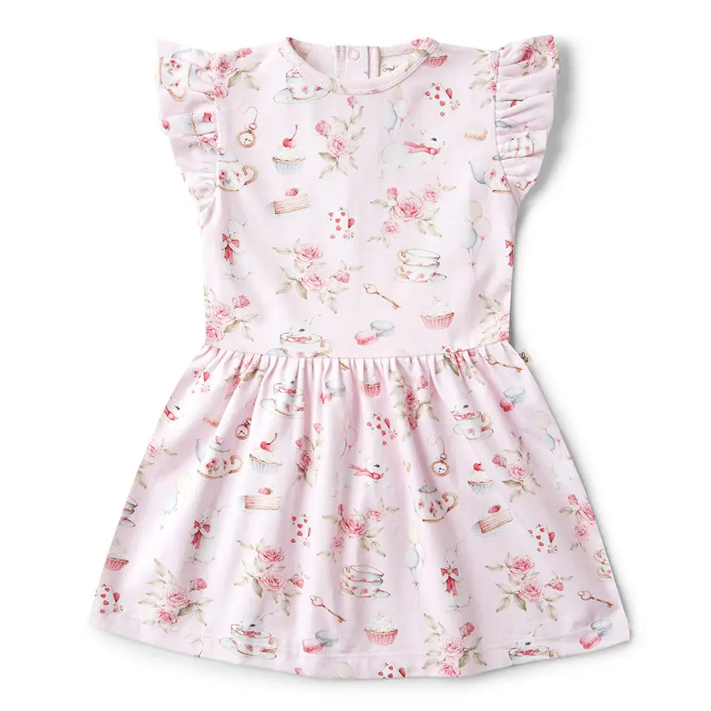 Snuggle Hunny Kids Snuggle Hunny Alice’s Tea Party Short Sleeve Organic Dress