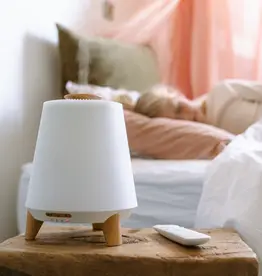 Hush Hush Vaporiser White/Timber with Remote + Sweet Slumber Essential Oil