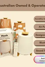 Hush Hush Vaporiser White/Timber with Remote + Sweet Slumber Essential Oil
