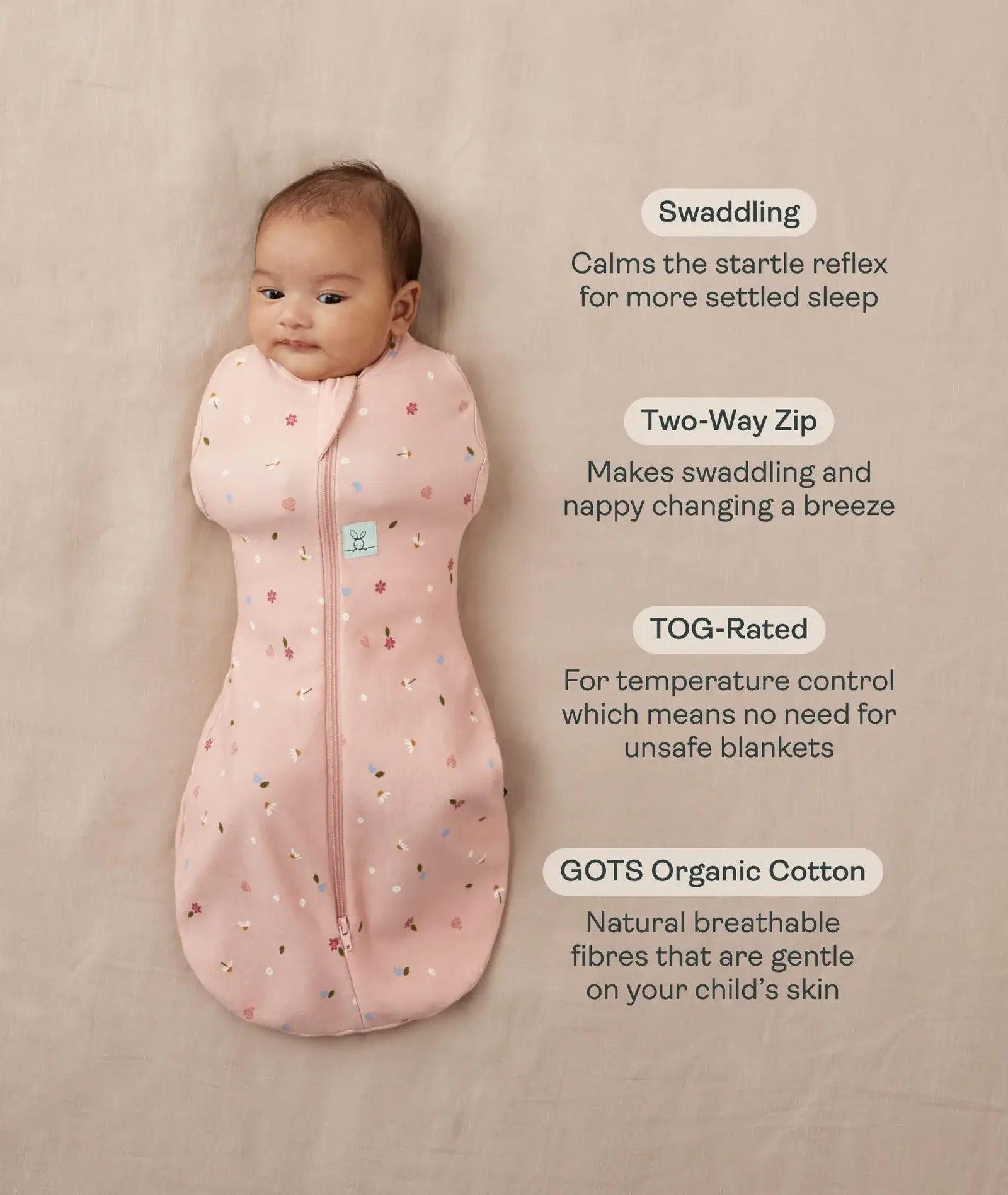ErgoPouch ErgoPouch Cocoon Swaddle Bag 0.2 Tog Savannah