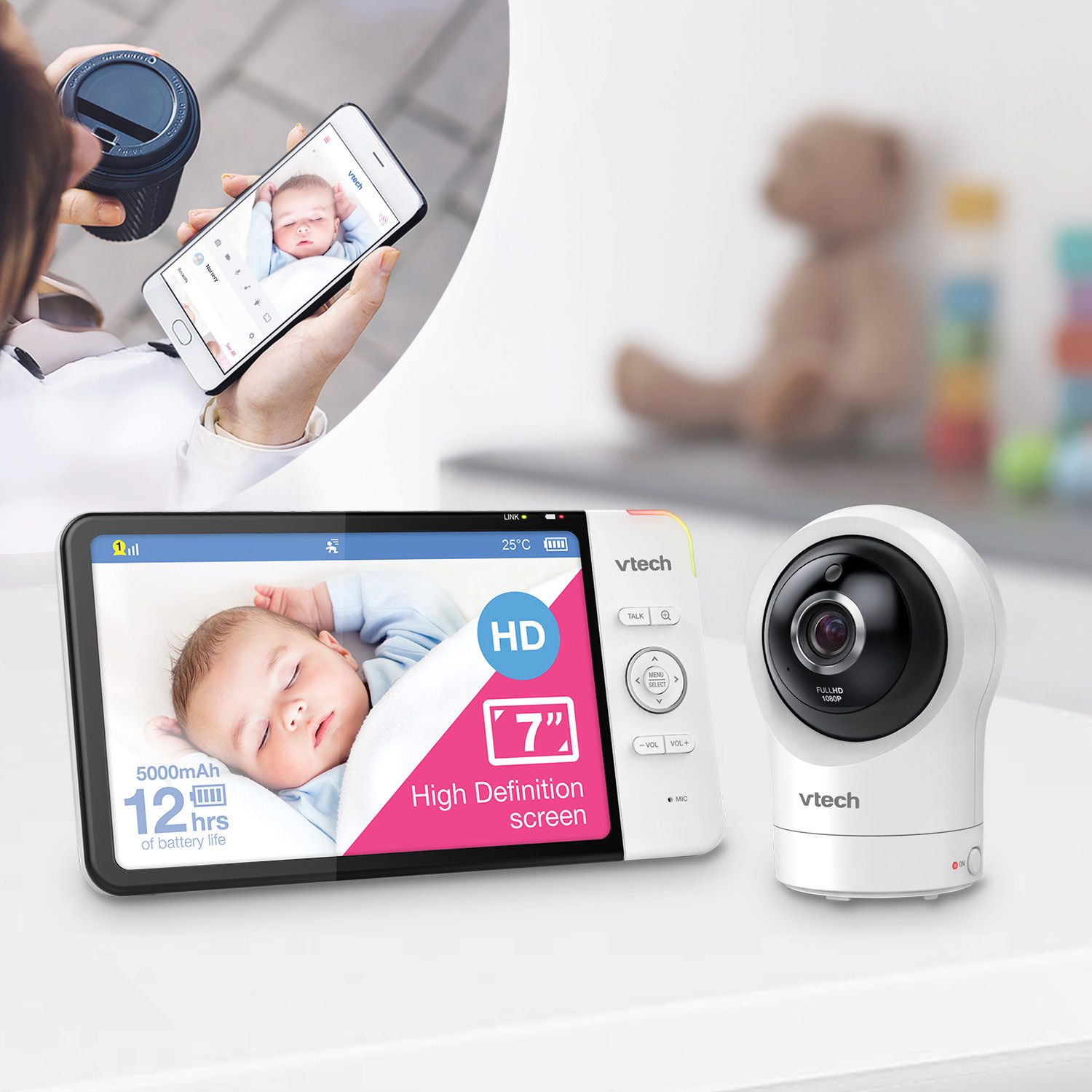 VTech Vtech RM7764HDV2 7” Smart HD Pan & Tilt Video Monitor With Remote Access