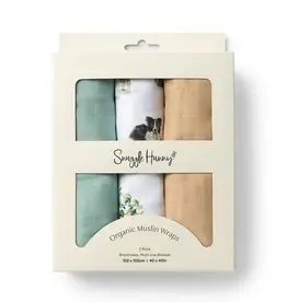 Snuggle Hunny Kids Snuggle Hunny Large Organic Muslin Wraps 3 Pack - Dog Park/Sage/Pebble