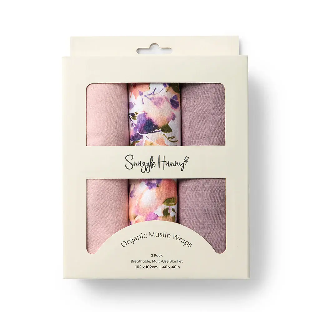 Snuggle Hunny Kids Snuggle Hunny Large Organic Muslin Wraps 3 Pack - Blushing Beauty/Dusk/Fairytale