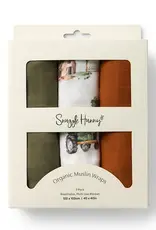 Snuggle Hunny Kids Snuggle Hunny Large Organic Muslin Wraps 3 Pack - Diggers/Olive/Bronze