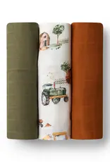 Snuggle Hunny Kids Snuggle Hunny Large Organic Muslin Wraps 3 Pack - Diggers/Olive/Bronze