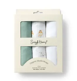 Snuggle Hunny Kids Snuggle Hunny Large Organic Muslin Wraps 3 Pack - Duck Pond/Sage/Milk