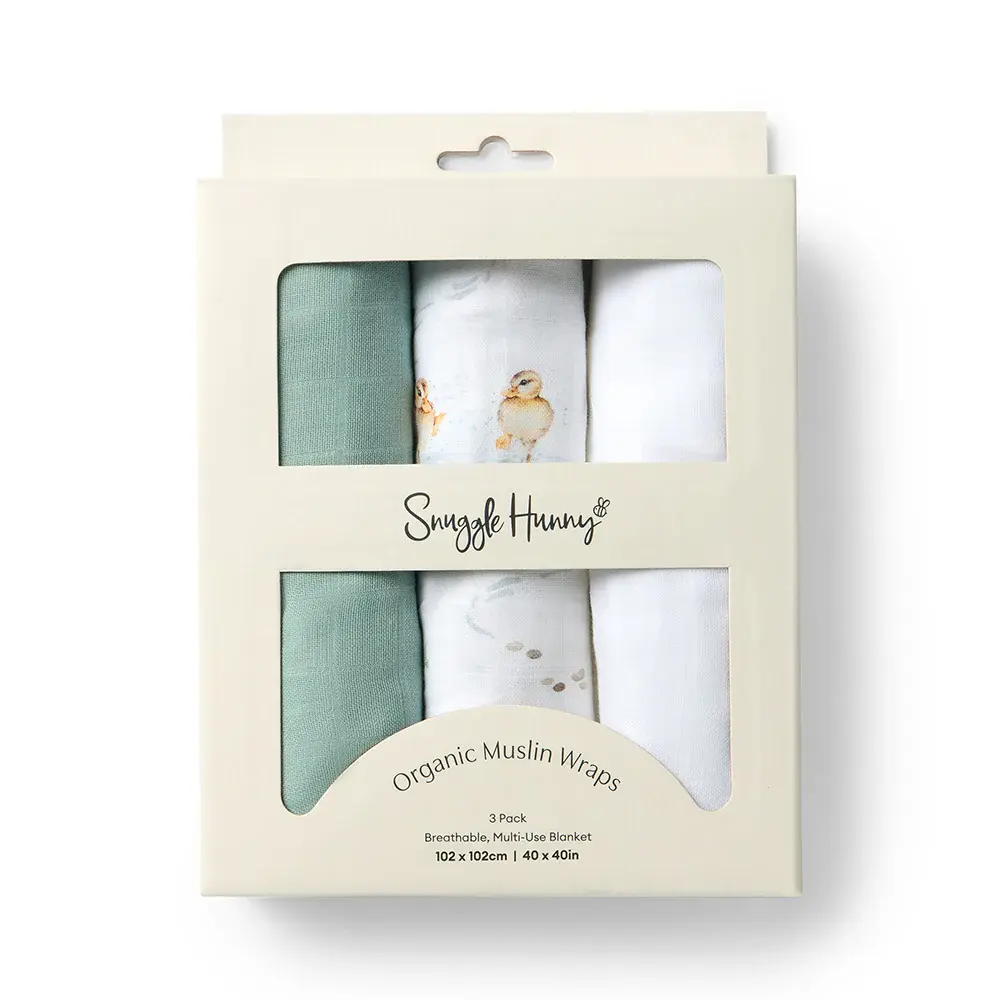 Snuggle Hunny Kids Snuggle Hunny Large Organic Muslin Wraps 3 Pack - Duck Pond/Sage/Milk