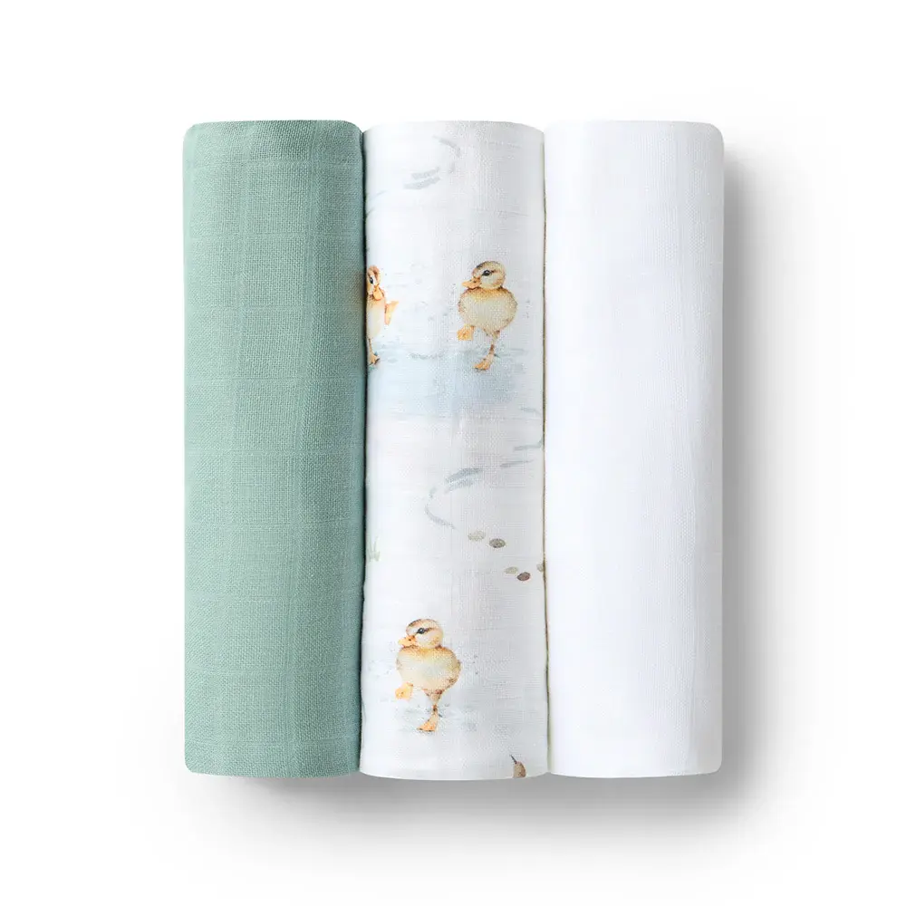 Snuggle Hunny Kids Snuggle Hunny Large Organic Muslin Wraps 3 Pack - Duck Pond/Sage/Milk