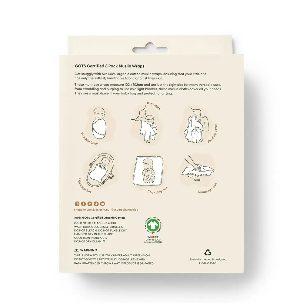 Snuggle Hunny Kids Snuggle Hunny Large Organic Muslin Wraps 3 Pack - Lion/Bronze/Milk