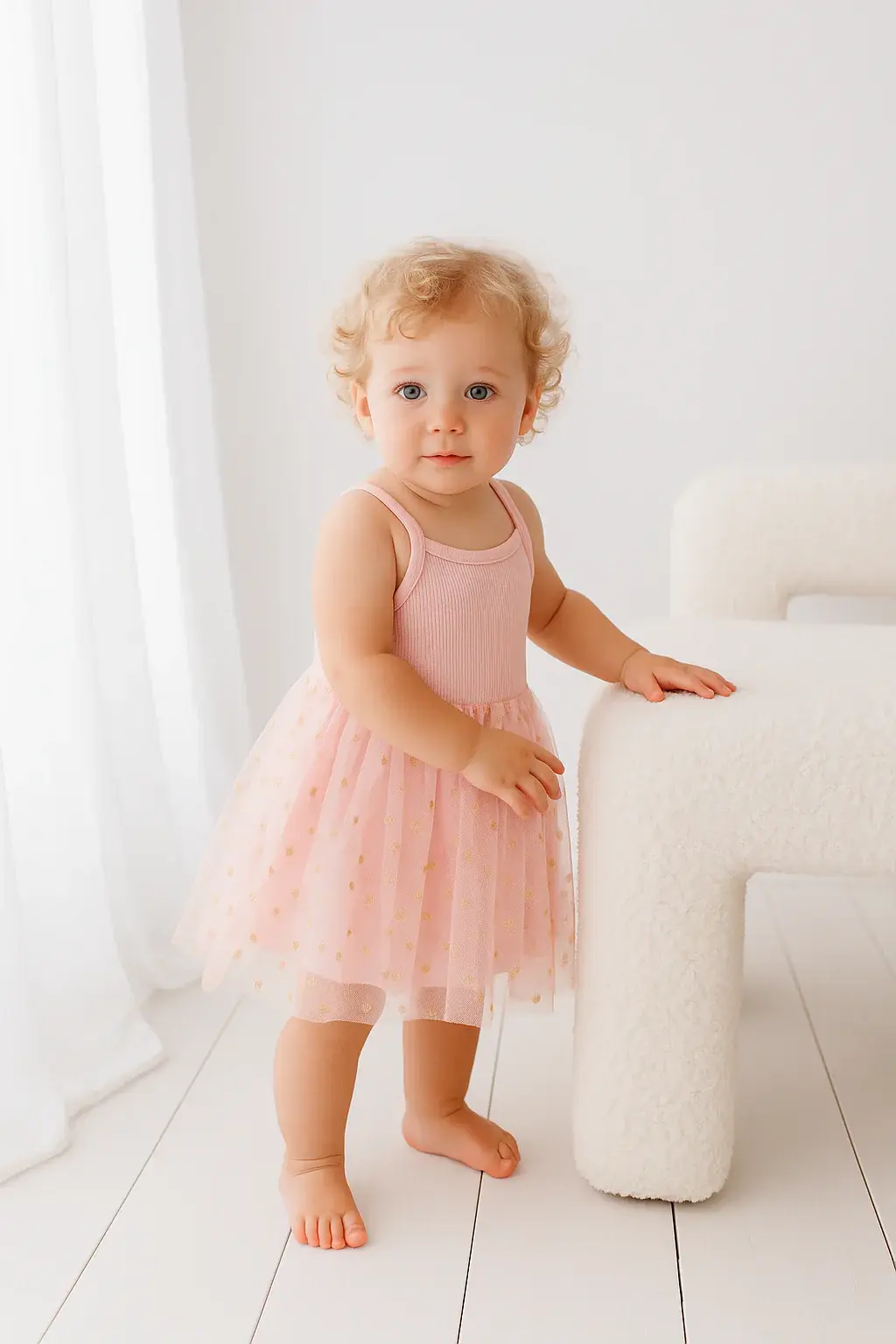 Confetti Kidz Confetti Kidz Ribbed Tulle Dress - Soft Petal