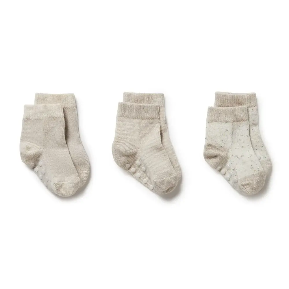 Wilson & Frenchie Wilson & Frenchy Organic 3 Pack Baby Socks - Clay - Cotton Nylon Knit