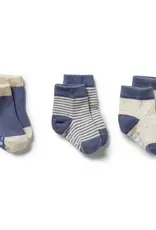 Wilson & Frenchie Wilson & Frenchy Organic 3 Pack Baby Socks - Rain Drop - Cotton Nylon Knit