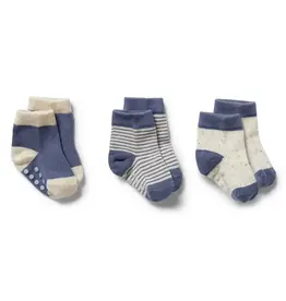 Wilson & Frenchie Wilson & Frenchy Organic 3 Pack Baby Socks - Rain Drop - Cotton Nylon Knit