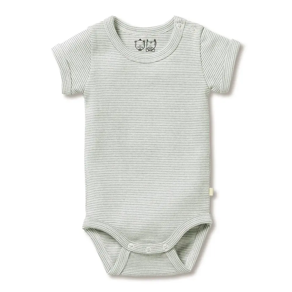 Wilson & Frenchie Wilson & Frenchie Organic Stripe Rib Bodysuit - Fern