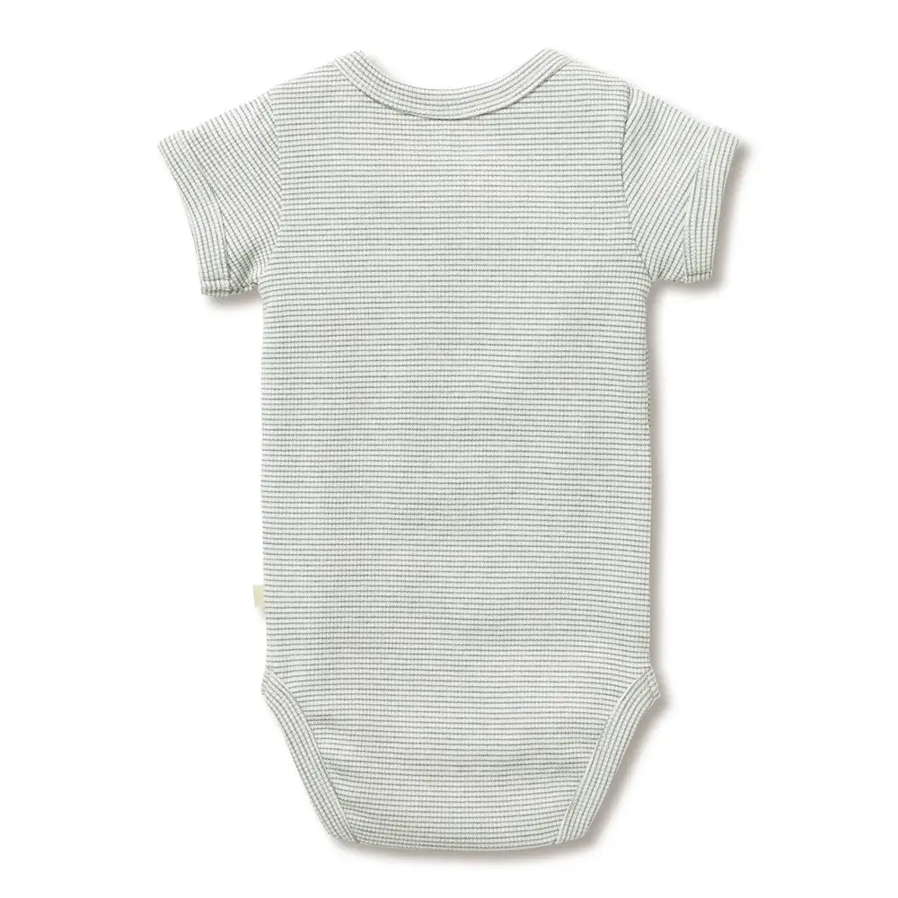 Wilson & Frenchie Wilson & Frenchie Organic Stripe Rib Bodysuit - Fern