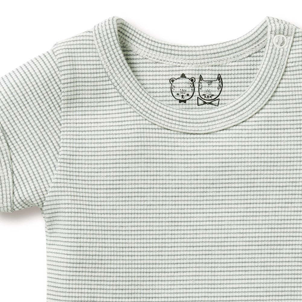 Wilson & Frenchie Wilson & Frenchie Organic Stripe Rib Bodysuit - Fern