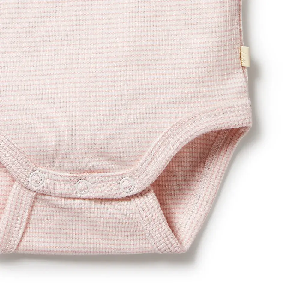 Wilson & Frenchie Wilson & Frenchie Organic Stripe Rib Bodysuit - Cantaloupe
