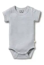 Wilson & Frenchie Wilson & Frenchy Organic Stripe Rib Bodysuit - Rain Drop