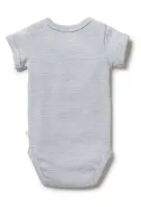 Wilson & Frenchie Wilson & Frenchy Organic Stripe Rib Bodysuit - Rain Drop