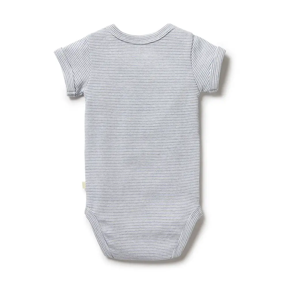 Wilson & Frenchie Wilson & Frenchie Organic Stripe Rib Bodysuit - Rain Drop