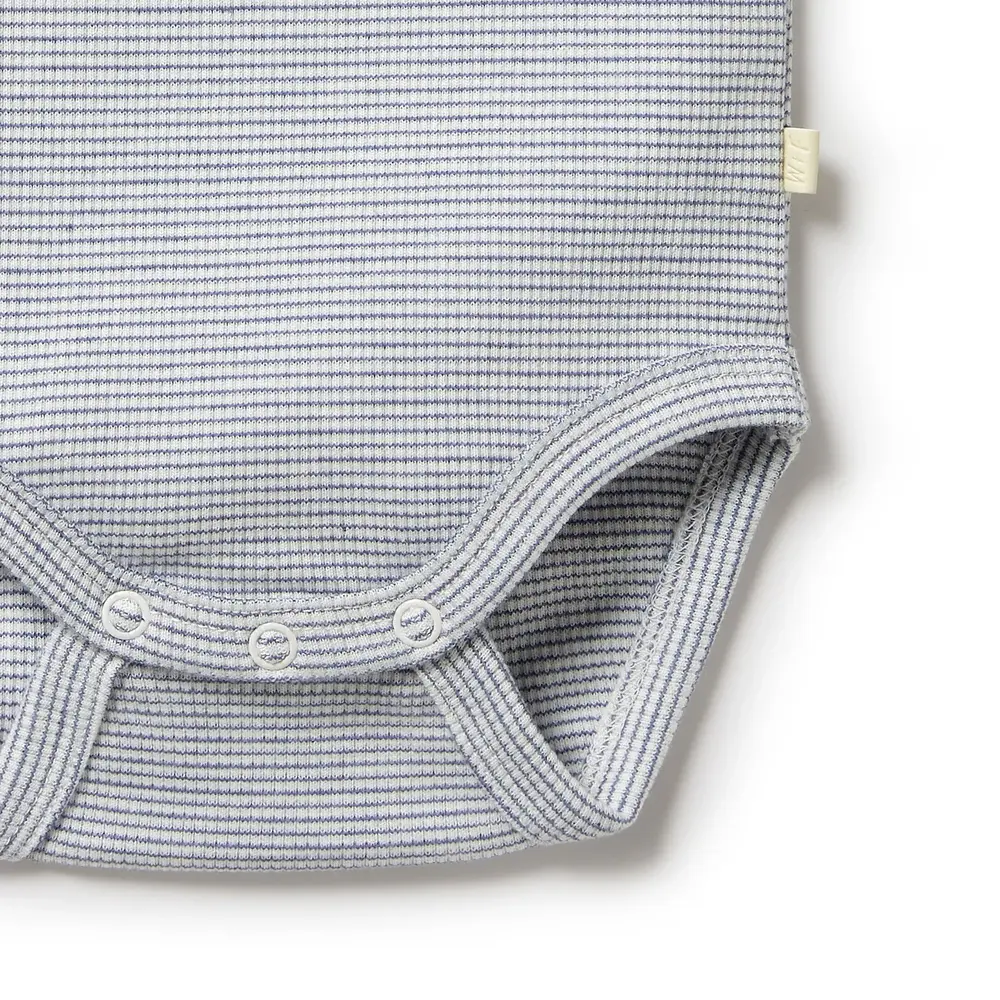 Wilson & Frenchie Wilson & Frenchie Organic Stripe Rib Bodysuit - Rain Drop