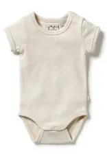 Wilson & Frenchie Wilson & Frenchy Organic Stripe Rib Bodysuit - Oatmeal