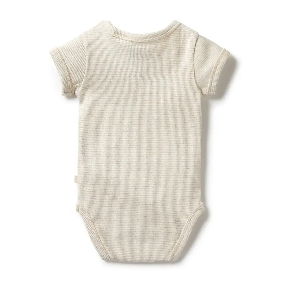 Wilson & Frenchie Wilson & Frenchie Organic Stripe Rib Bodysuit - Oatmeal