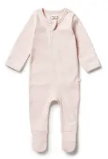 Wilson & Frenchy Wilson & Frenchy Organic Stripe Rib Zipsuit with Feet - Cantaloupe