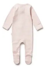 Wilson & Frenchie Wilson & Frenchy Organic Stripe Rib Zipsuit with Feet - Cantaloupe