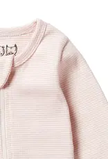 Wilson & Frenchie Wilson & Frenchy Organic Stripe Rib Zipsuit with Feet - Cantaloupe