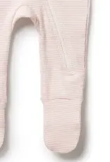 Wilson & Frenchie Wilson & Frenchy Organic Stripe Rib Zipsuit with Feet - Cantaloupe