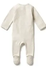 Wilson & Frenchie Wilson & Frenchy Organic Stripe Rib Zipsuit with Feet - Oatmeal