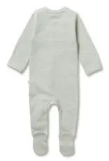 Wilson & Frenchie Wilson & Frenchy Organic Stripe Rib Zipsuit with Feet - Fern