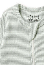Wilson & Frenchie Wilson & Frenchy Organic Stripe Rib Zipsuit with Feet - Fern