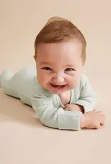 Wilson & Frenchie Wilson & Frenchy Organic Stripe Rib Zipsuit with Feet - Fern