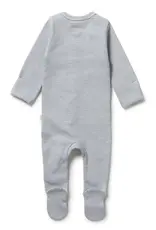 Wilson & Frenchie Wilson & Frenchy Organic Stripe Rib Zipsuit with Feet - Rain Drop