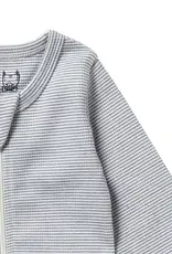 Wilson & Frenchie Wilson & Frenchy Organic Stripe Rib Zipsuit with Feet - Rain Drop