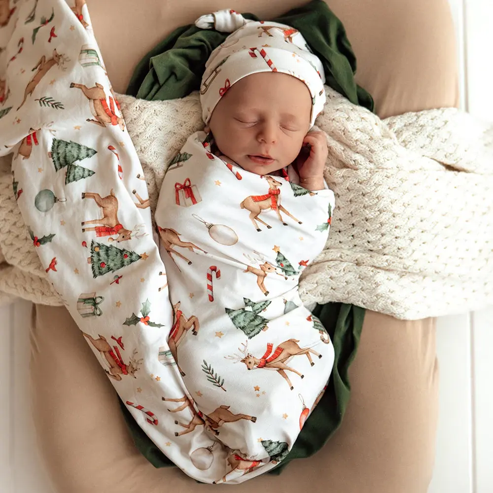 Snuggle Hunny Kids Snuggle Hunny Prancer & Friends Organic Jersey Wrap & Beanie Set