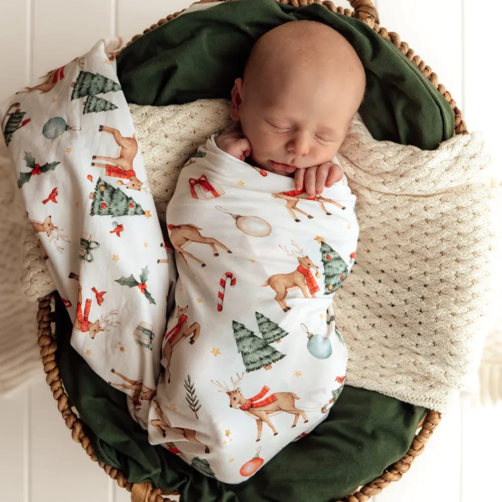 Snuggle Hunny Kids Snuggle Hunny Prancer & Friends Organic Jersey Wrap & Beanie Set