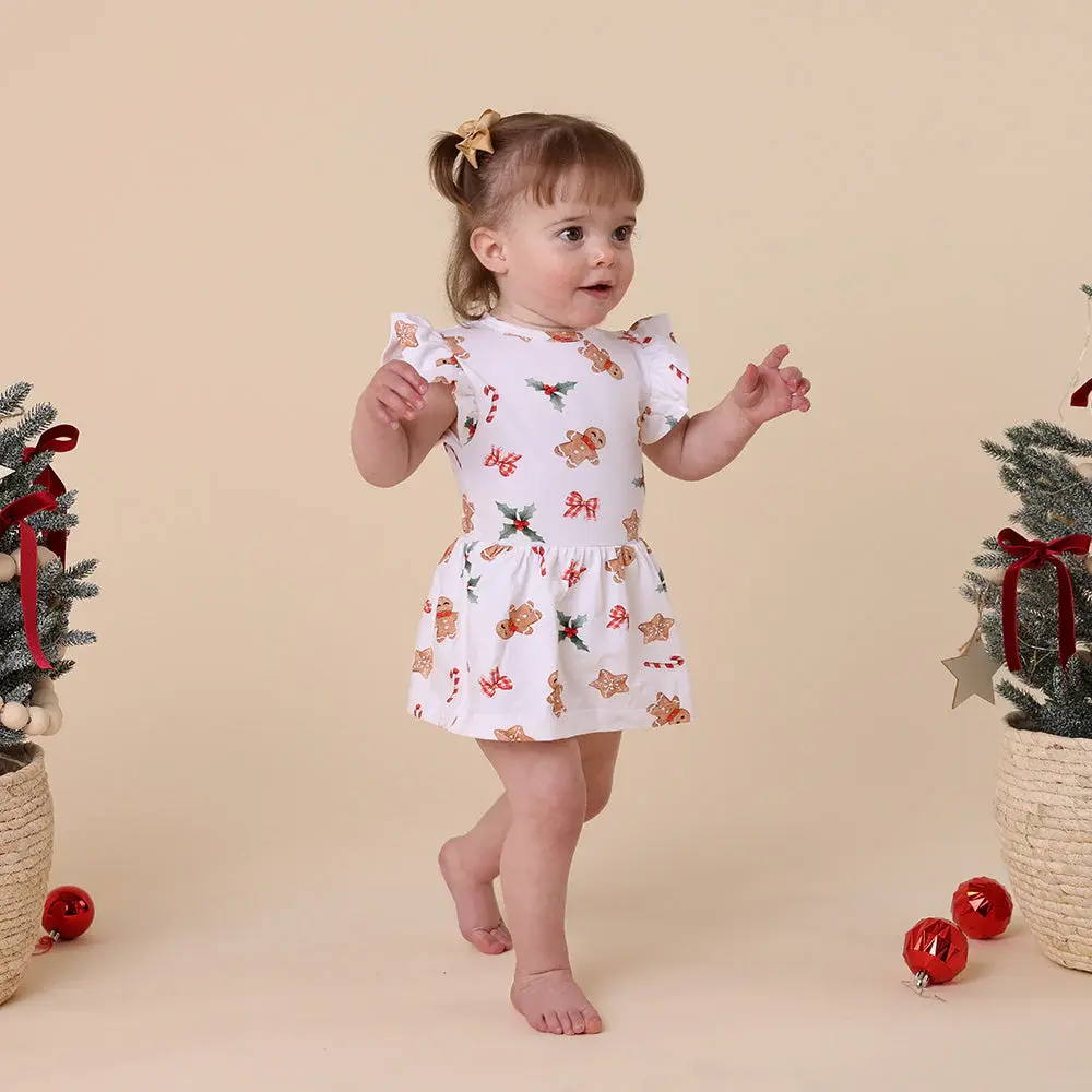 Snuggle Hunny Kids Snuggle Hunny Gingerbread Short Sleeve Organic Dress
