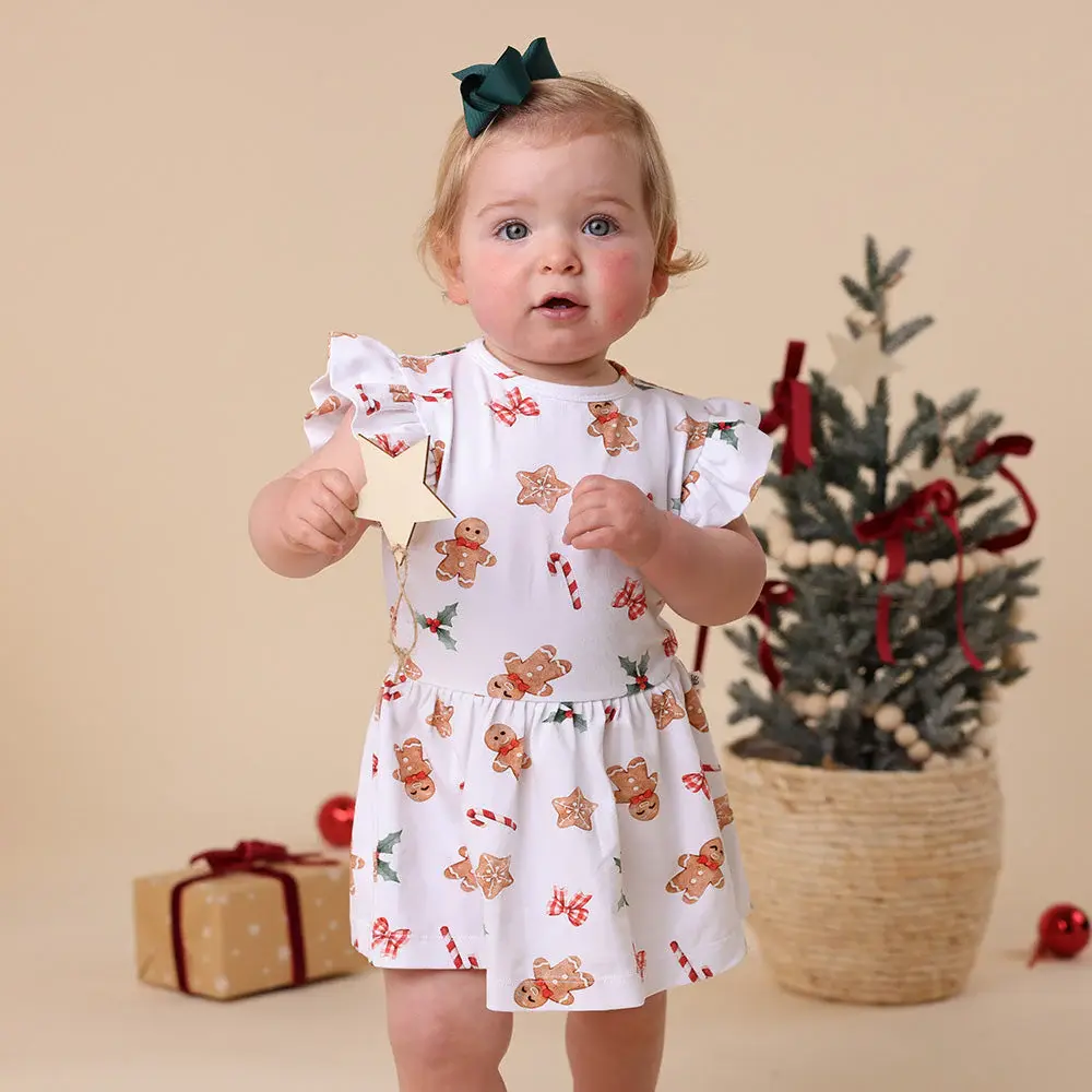 Snuggle Hunny Kids Snuggle Hunny Gingerbread Short Sleeve Organic Dress